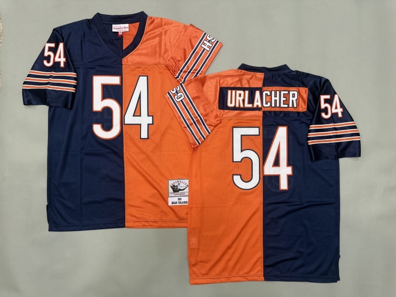 Men 2025 Nike Chicago Bears #54 Urlacher blue orange Throwback Limited NFL Jersey style 001